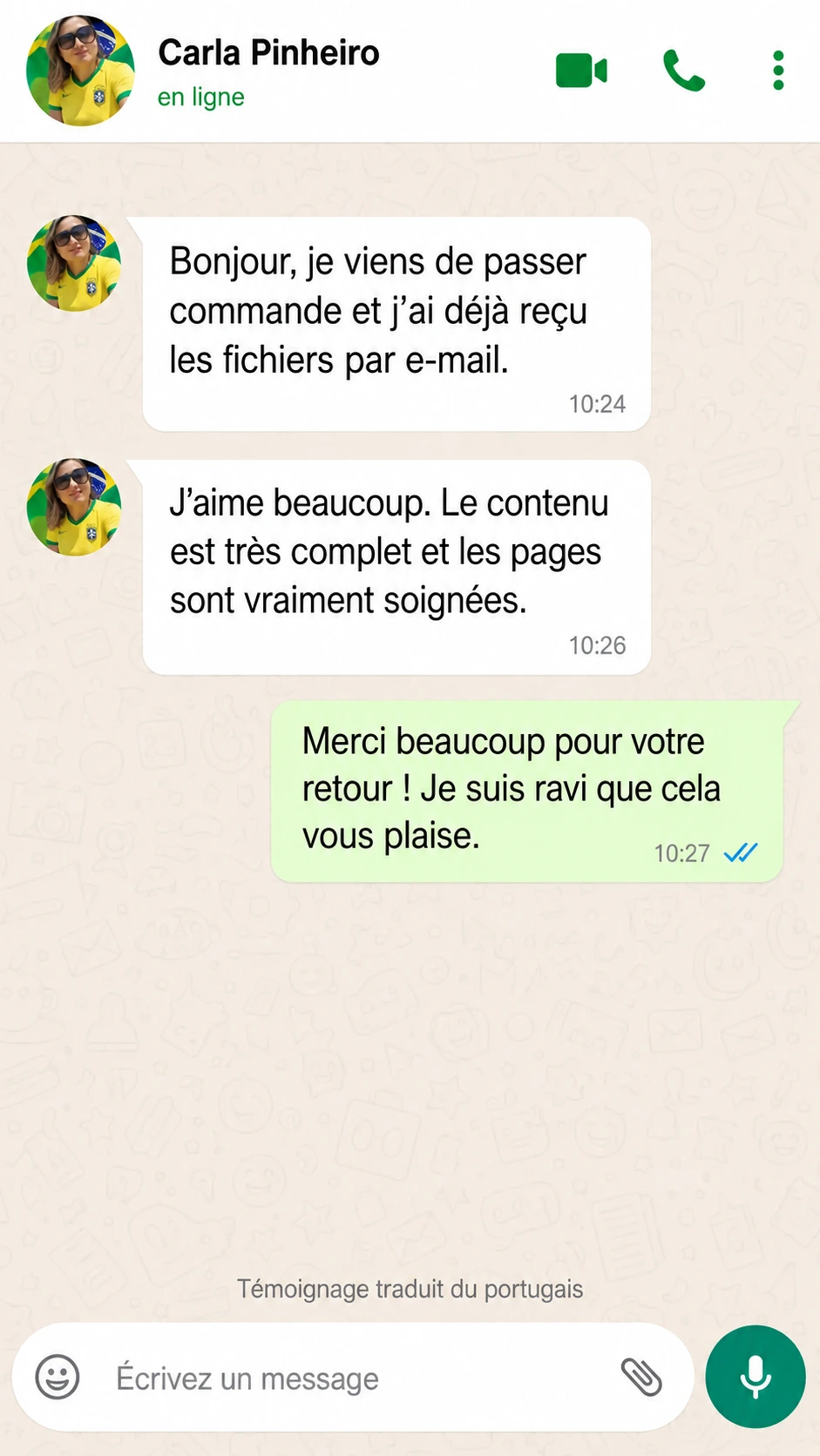 Témoignage de Carla Pinheiro, traduit du portugais