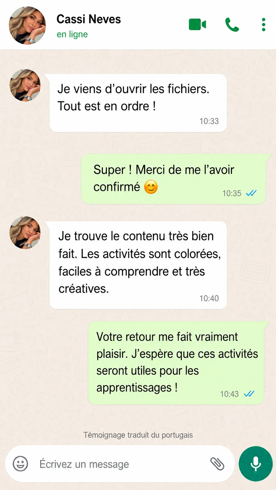 Témoignage de Cassi Neves, traduit du portugais